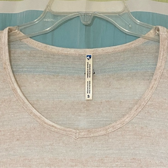 Kuhl Striped Open V-Neck Linen Blend Long Sleeve Top Sz Small - Picture 3 of 9